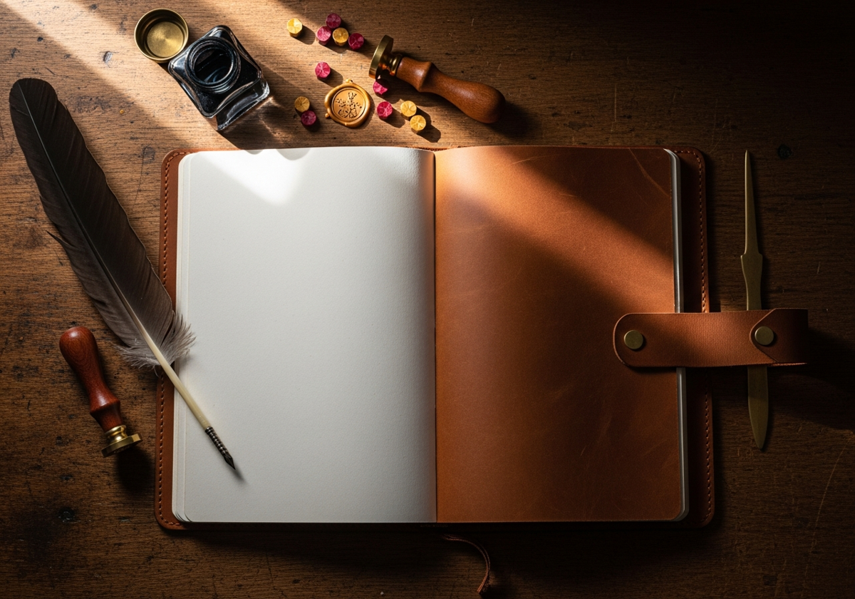 Retkatha leather diary overhead